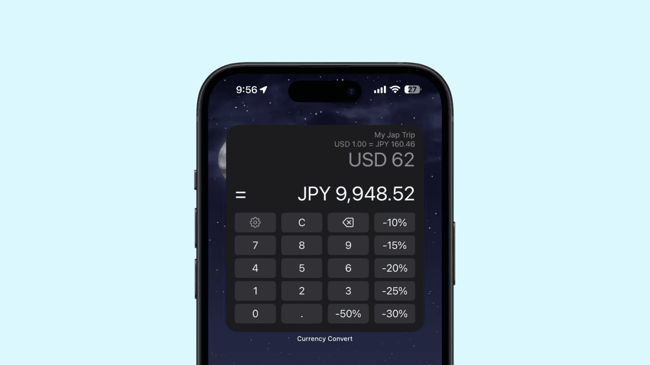 Calculator Widget With Discount Buttons - Currency Convert Widget